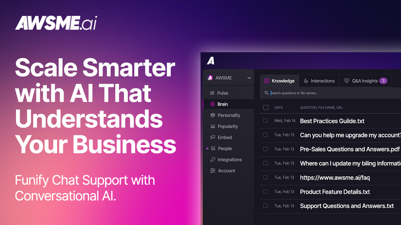 AWSME AI // Funify Chat Support with Conversational AI.